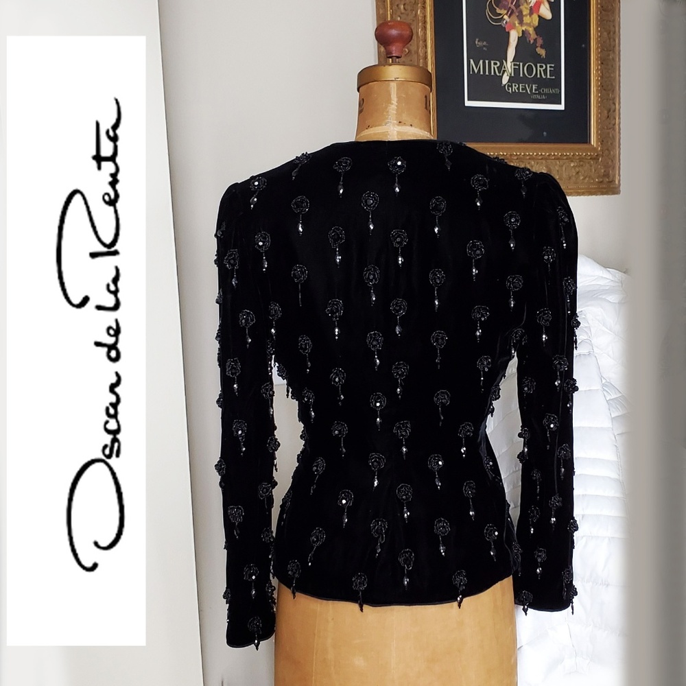 Vintage Oscar de la Renta velvet beaded jacket - Picture 3 of 8